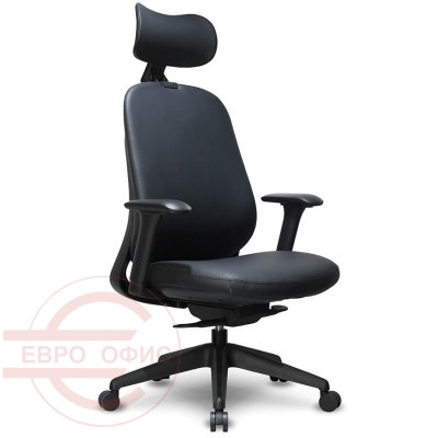 7258B-1 Кресло для руководителя  Евро Офис, обивка экокожа (Черный MT92-1)