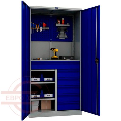 ТС 1995-121215 Шкаф инструментальный лёгкий ТС ПРОМЕТ (Корпус (RAL 7038), дверь ящика (RAL 5002).)