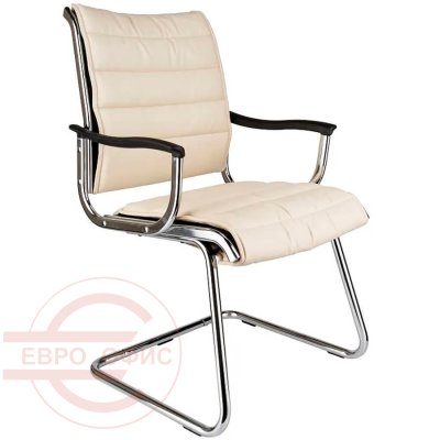 CH-994AV Кресло для посетителя  Бюрократ, обивка экокожа (Слоновая кость)