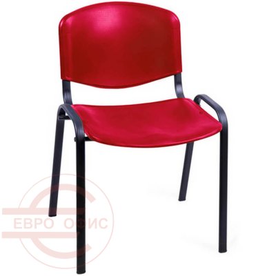ИЗО чёрный металл Стул для посетителя  Евро Офис, обивка пластик (Красный)
