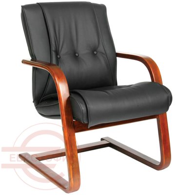 653V Стул для посетителя  Chairman, обивка кожа (Чёрный)